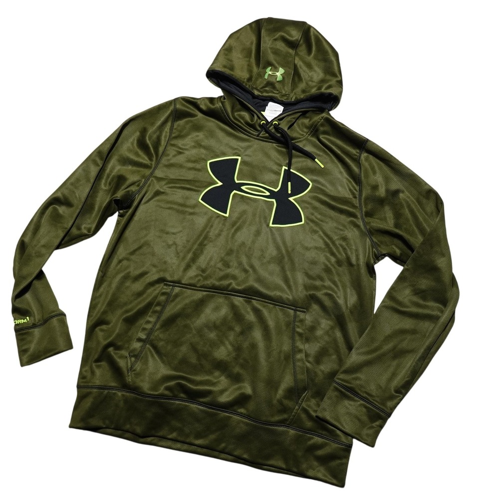 Under Armour Storm1 Hoodie Sweatshirt Mens Large Green Fleece Pullover Logo